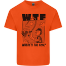 WTF Wheres the Fish Funny Fishing Fisherman Kids T-Shirt Childrens Orange