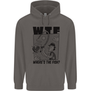 WTF Wheres the Fish Funny Fishing Fisherman Mens 80% Cotton Hoodie Charcoal