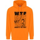 WTF Wheres the Fish Funny Fishing Fisherman Mens 80% Cotton Hoodie Orange