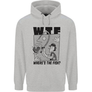 WTF Wheres the Fish Funny Fishing Fisherman Mens 80% Cotton Hoodie Sports Grey