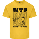 WTF Wheres the Fish Funny Fishing Fisherman Mens Cotton T-Shirt Tee Top Yellow