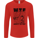 WTF Wheres the Fish Funny Fishing Fisherman Mens Long Sleeve T-Shirt Red