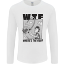 WTF Wheres the Fish Funny Fishing Fisherman Mens Long Sleeve T-Shirt White