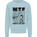 WTF Wheres the Fish Funny Fishing Fisherman Mens Sweatshirt Jumper Light Blue