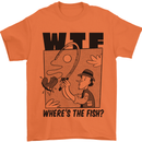 WTF Wheres the Fish Funny Fishing Fisherman Mens T-Shirt 100% Cotton Orange