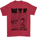 WTF Wheres the Fish Funny Fishing Fisherman Mens T-Shirt 100% Cotton Red