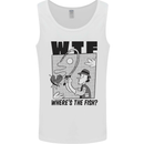 WTF Wheres the Fish Funny Fishing Fisherman Mens Vest Tank Top White