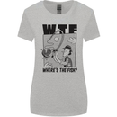 WTF Wheres the Fish Funny Fishing Fisherman Womens Wider Cut T-Shirt Sports Grey