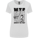 WTF Wheres the Fish Funny Fishing Fisherman Womens Wider Cut T-Shirt White