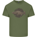 Walleye Fish Fishing Fisherman Mens Cotton T-Shirt Tee Top Military Green