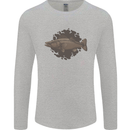 Walleye Fish Fishing Fisherman Mens Long Sleeve T-Shirt Sports Grey