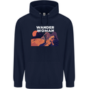 Wander Woman Funny Hiking Trekking Walking Mens 80% Cotton Hoodie Navy Blue