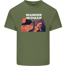 Wander Woman Funny Hiking Trekking Walking Mens Cotton T-Shirt Tee Top Military Green