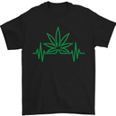 a black t - shirt with a green marijuana leaf on it