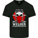 Welder Dad Funny Welding Skull Mens V-Neck Cotton T-Shirt Black