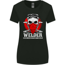 Welder Dad Funny Welding Skull Womens Wider Cut T-Shirt Black
