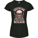 Welder Son Funny Welding Skull Mom Womens Petite Cut T-Shirt Black
