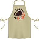 What? Funny Murderous Black Cat Halloween Cotton Apron 100% Organic Khaki
