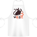 What? Funny Murderous Black Cat Halloween Cotton Apron 100% Organic White