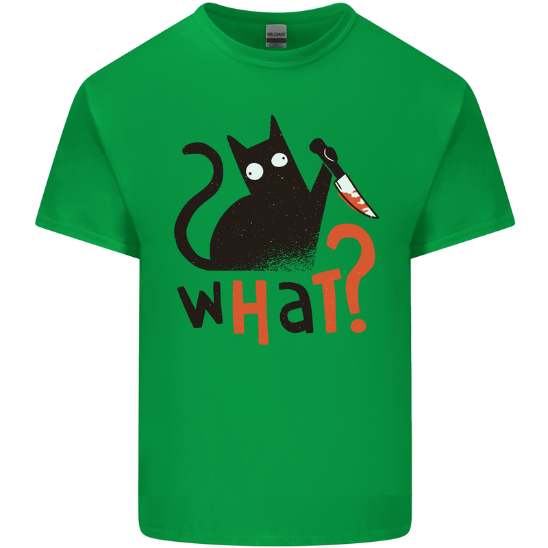 What? Funny Murderous Black Cat Halloween Mens Cotton T-Shirt Tee Top Irish Green