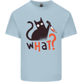 What? Funny Murderous Black Cat Halloween Mens Cotton T-Shirt Tee Top Light Blue