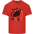 What? Funny Murderous Black Cat Halloween Mens Cotton T-Shirt Tee Top Red
