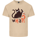What? Funny Murderous Black Cat Halloween Mens Cotton T-Shirt Tee Top Sand