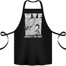Wheres the Fish WTF Funny Fishing Fisherman Cotton Apron 100% Organic Black