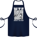 Wheres the Fish WTF Funny Fishing Fisherman Cotton Apron 100% Organic Navy Blue