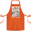 Wheres the Fish WTF Funny Fishing Fisherman Cotton Apron 100% Organic Orange