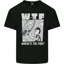 Wheres the Fish WTF Funny Fishing Fisherman Mens Cotton T-Shirt Tee Top Black