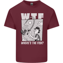 Wheres the Fish WTF Funny Fishing Fisherman Mens Cotton T-Shirt Tee Top Maroon