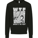 Wheres the Fish WTF Funny Fishing Fisherman Mens Sweatshirt Jumper Black