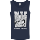 Wheres the Fish WTF Funny Fishing Fisherman Mens Vest Tank Top Navy Blue