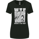 Wheres the Fish WTF Funny Fishing Fisherman Womens Wider Cut T-Shirt Black