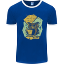 Funny Book Reading Owl Bookworm Books Mens Ringer T-Shirt Royal Blue/White