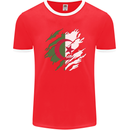 Torn Algeria Flag Algerian Day Football Mens Ringer T-Shirt FotL Red/White