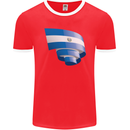 Curled Salvador Flag Salvadoran Day Football Mens Ringer T-Shirt FotL Red/White