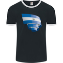 Curled Salvador Flag Salvadoran Day Football Mens Ringer T-Shirt FotL Black/White