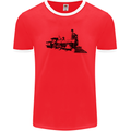 Trains Locomotive Steam Engine Trainspotting Mens Ringer T-Shirt Red/White