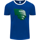 Curled Saudi Arabia Flag Arabian Day Football Mens Ringer T-Shirt FotL Royal Blue/White