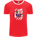 Torn Bosnia and Herzegovina Flag Day Football Mens Ringer T-Shirt FotL Red/White