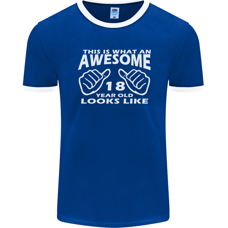 18th Birthday 18 Year Old This Is What Mens Ringer T-Shirt FotL Royal Blue/White