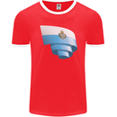 Curled San Marino Flag Sammarinese Day Football Mens Ringer T-Shirt FotL Red/White