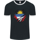 Torn Antigua and Barbuda Flag Day Football Mens Ringer T-Shirt FotL Black/White