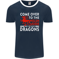 Come to the Welsh Side Dragons Wales Rugby Mens Ringer T-Shirt FotL Navy Blue/White