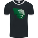 Curled Saudi Arabia Flag Arabian Day Football Mens Ringer T-Shirt FotL Black/White