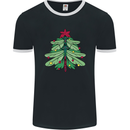 Christmas Dragonfly Xmas Tree Mens Ringer T-Shirt FotL Black/White