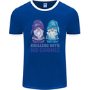 Chilling With My Gnomie Funny Gnomes Mens Ringer T-Shirt FotL Royal Blue/White