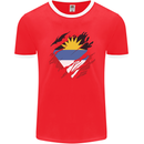 Torn Antigua and Barbuda Flag Day Football Mens Ringer T-Shirt FotL Red/White